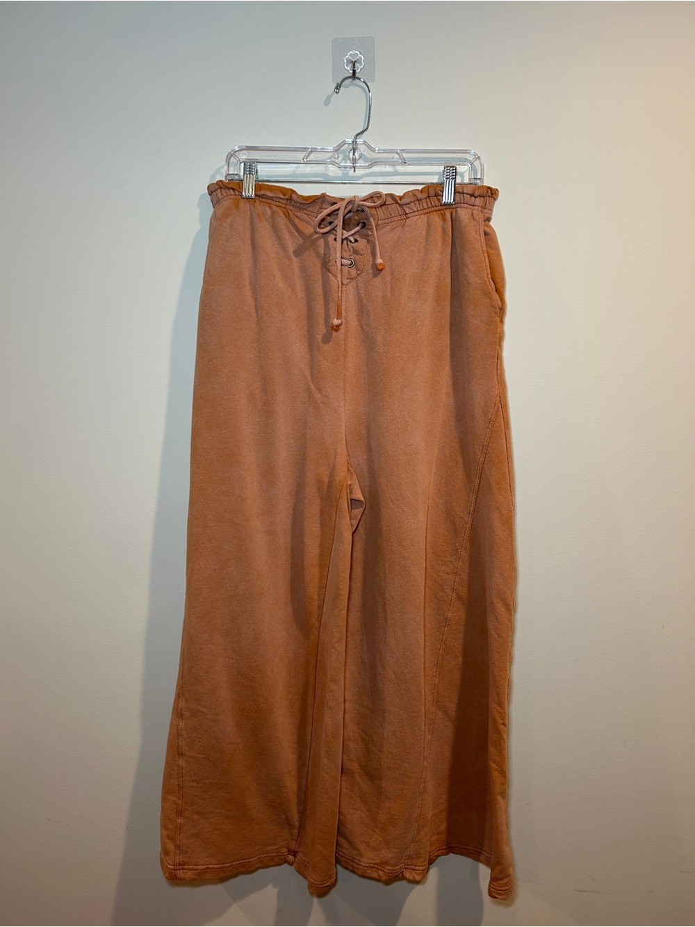 Women’s boho Drawstring Wide-Leg Pants - Rust